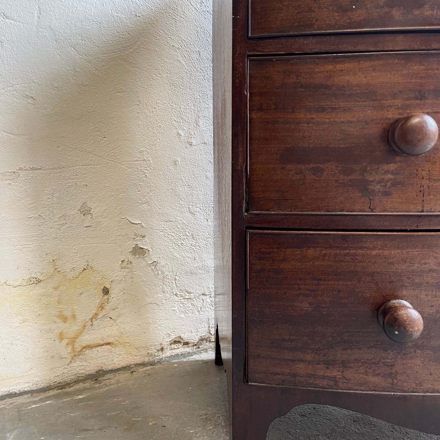 Antique Bow Fronted Chest Of Drawers - #1808