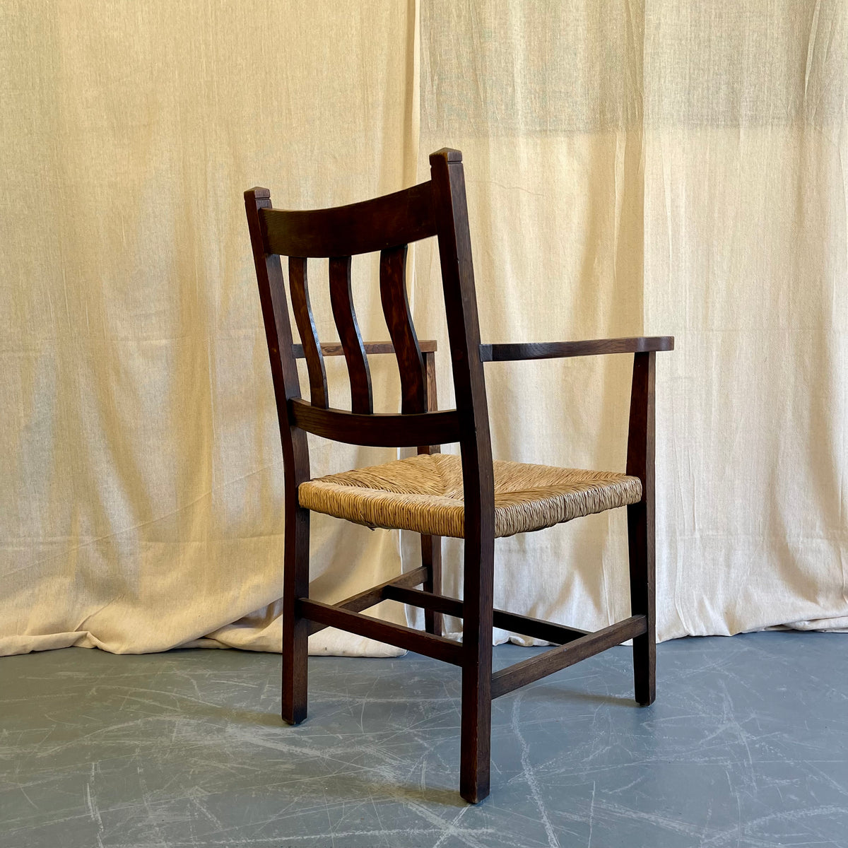 Oak + Rush Seat Armchair - #2254