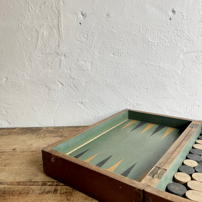 Vintage Chess + Backgammon Board - #2095