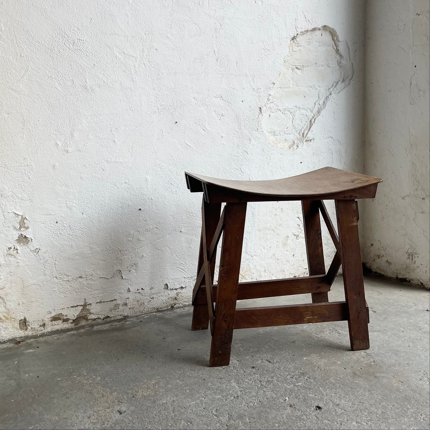 Vintage Minimalist Wooden Stool - #2058