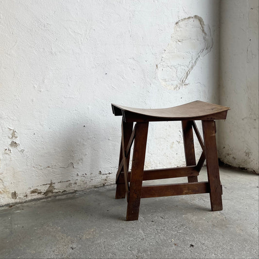 Vintage Minimalist Wooden Stool - #2058