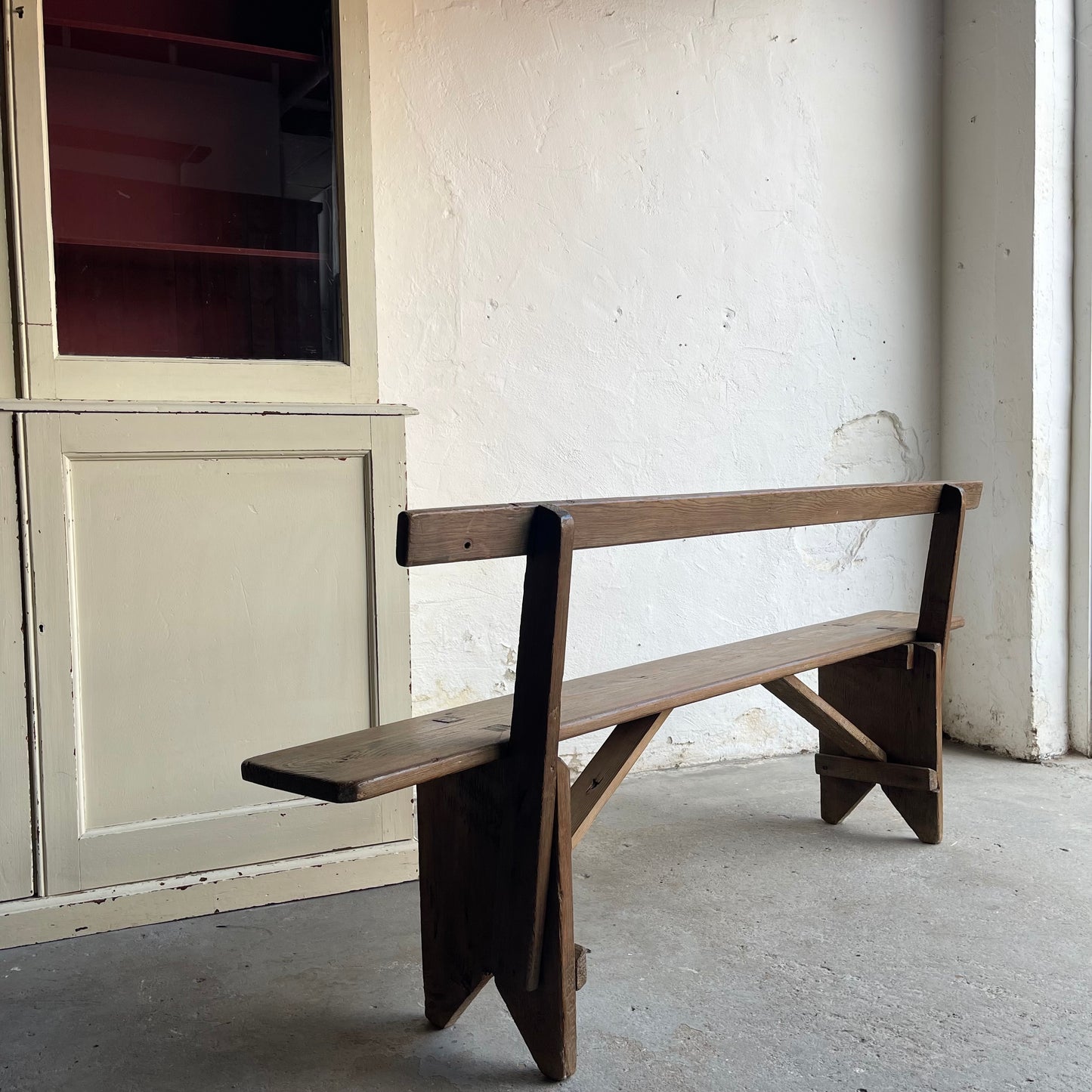 Antique Pine Waiting Bench - #2055