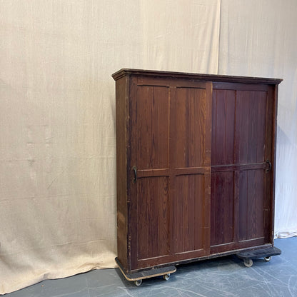 Pitch Pine Sliding Door Cupboard - #2419