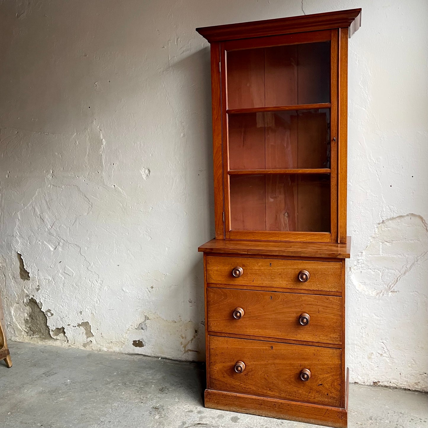 Antique Pine Glazed Cabinet - #1890