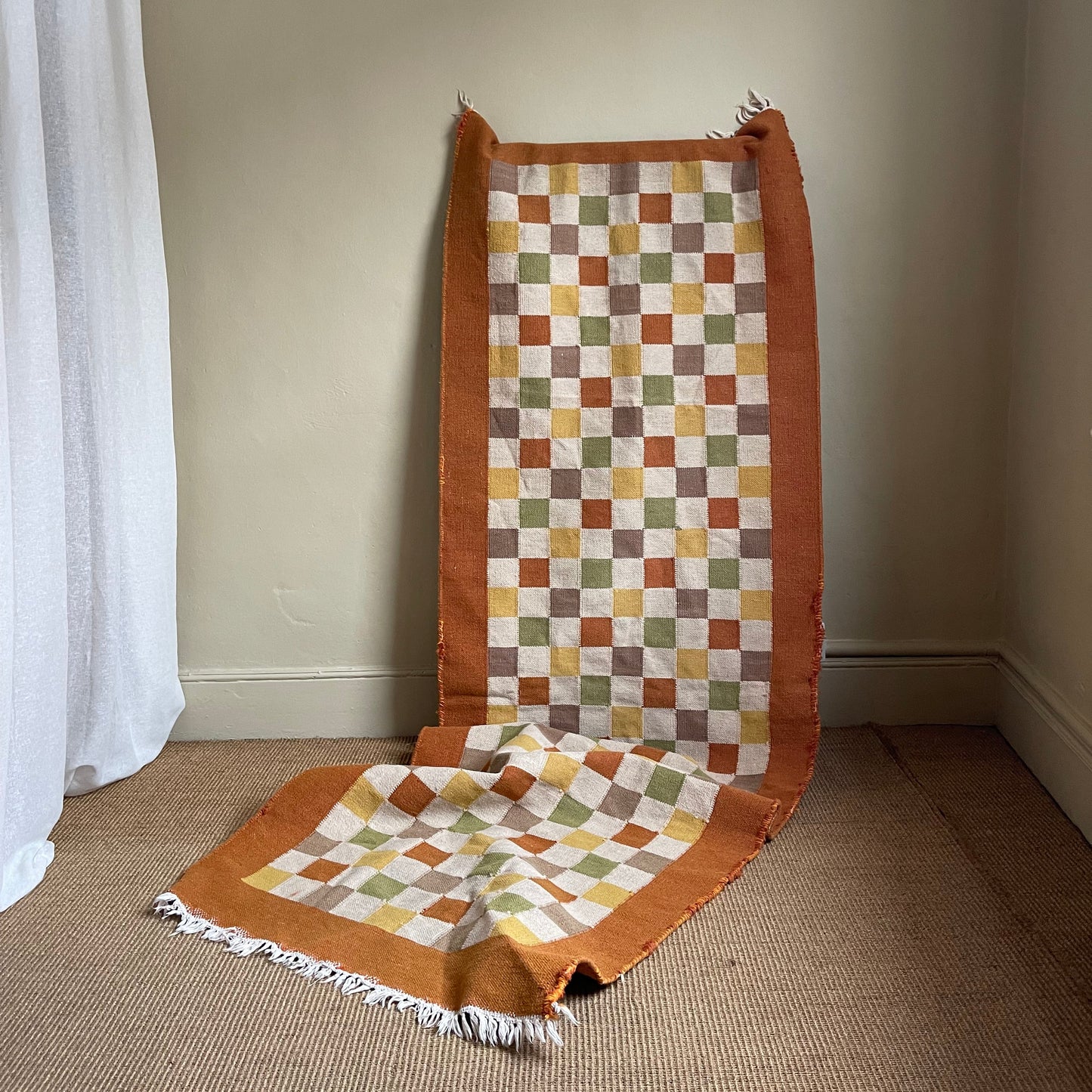 Vintage Checkered Wool Runner - #1955