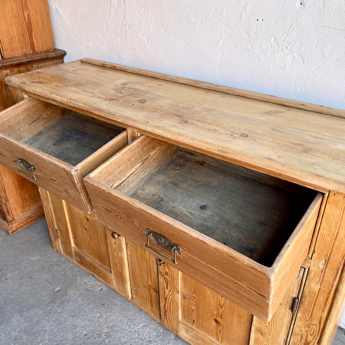Unrestored Antique Pine Dresser Base -#1552