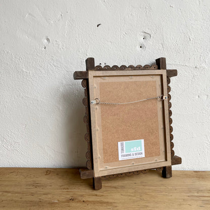 Antique Tramp Art Frame + Mirror - #1528