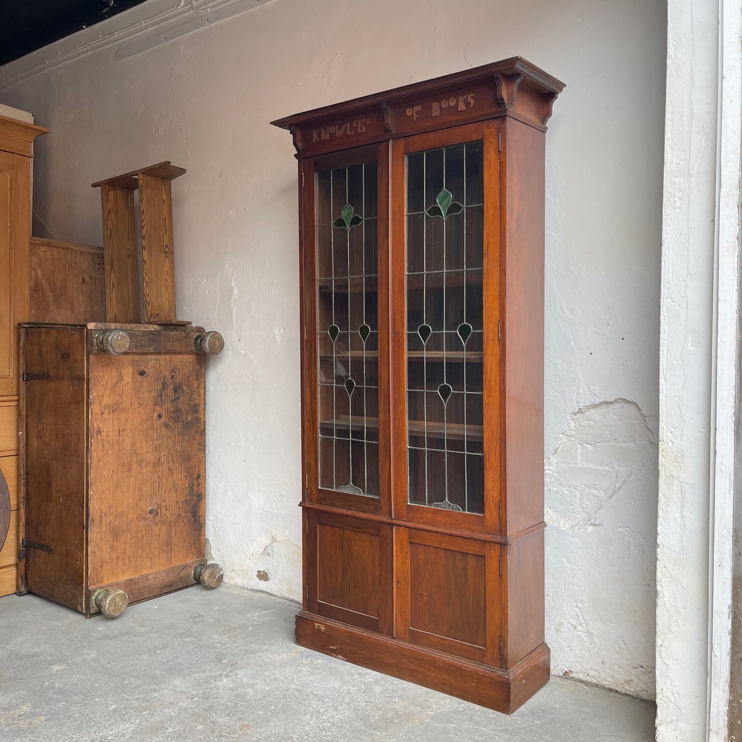 Antique Oak Arts + Crafts Bookcase - #1828