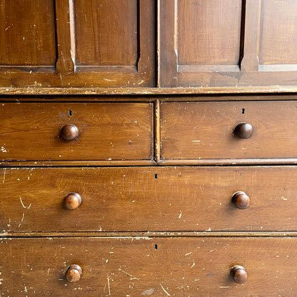 Antique Pine Linen Cupboard - #1892