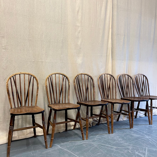 Set of Six Antique Farmhouse Chairs - #2255