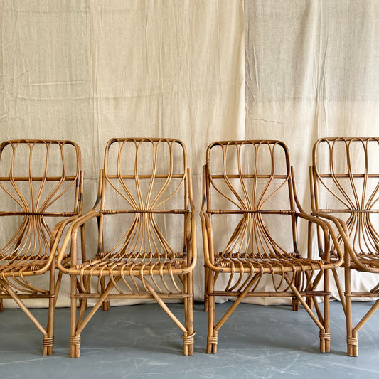 Set Of Four Bamboo Armchairs - #2231