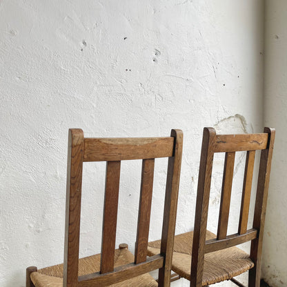 Set of Two Oak Rush Chairs - #1992