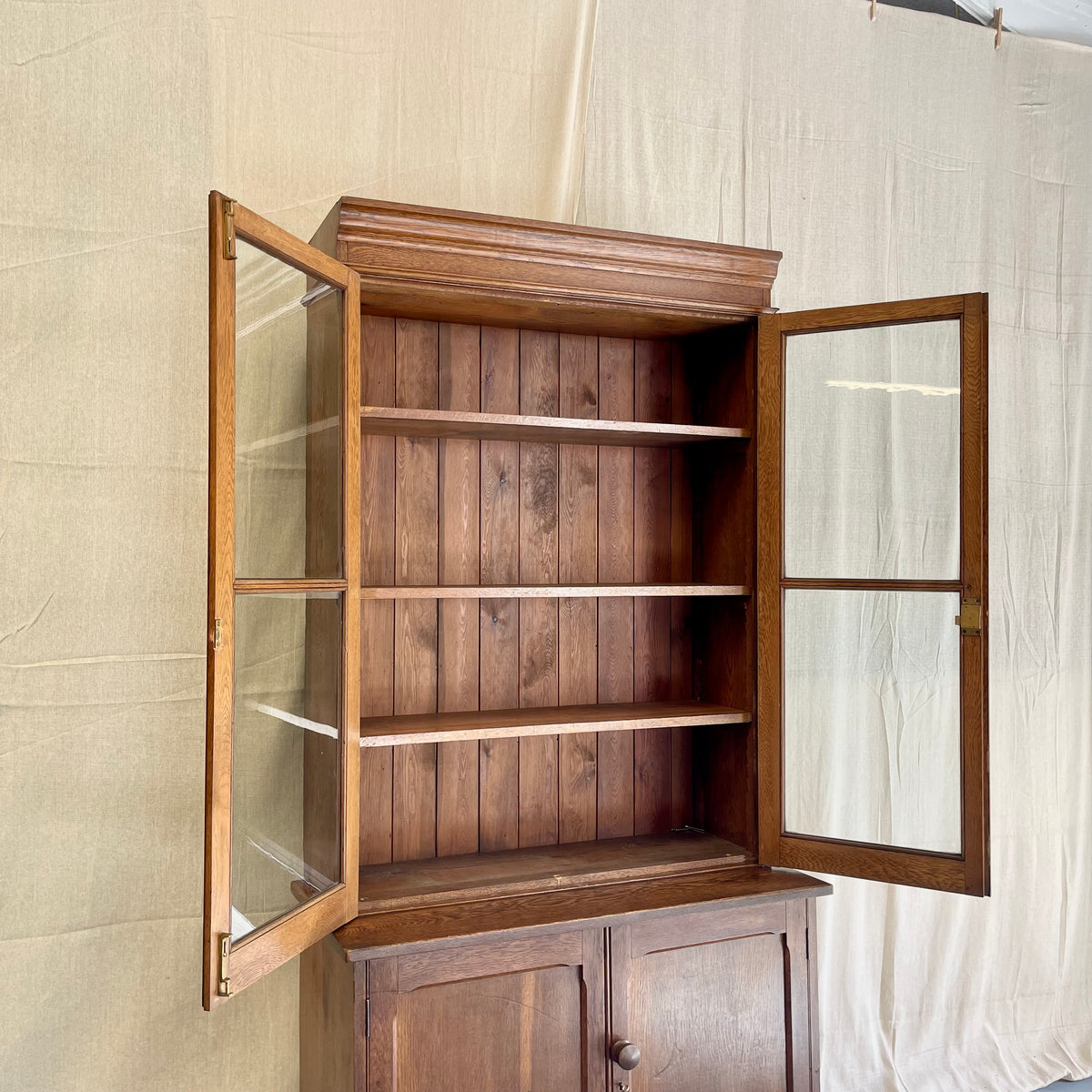 Antique Oak Glazed Cabinet- #2330