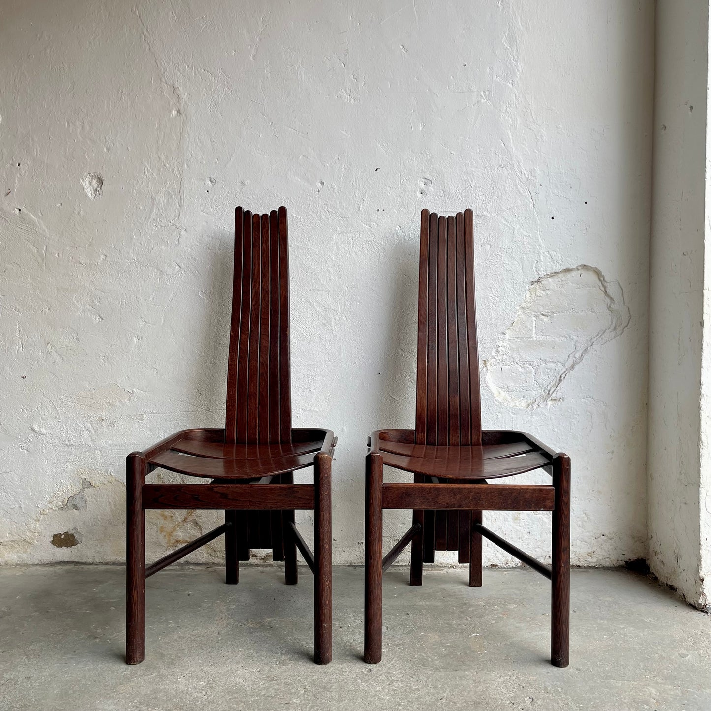 Vintage Allmilmo Brutalist Oak Chairs - #1853