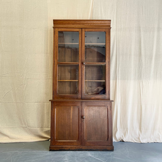 Antique Oak Glazed Cabinet- #2330