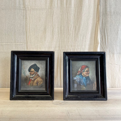 Pair Of Framed Antique Oil Paintings - #2250