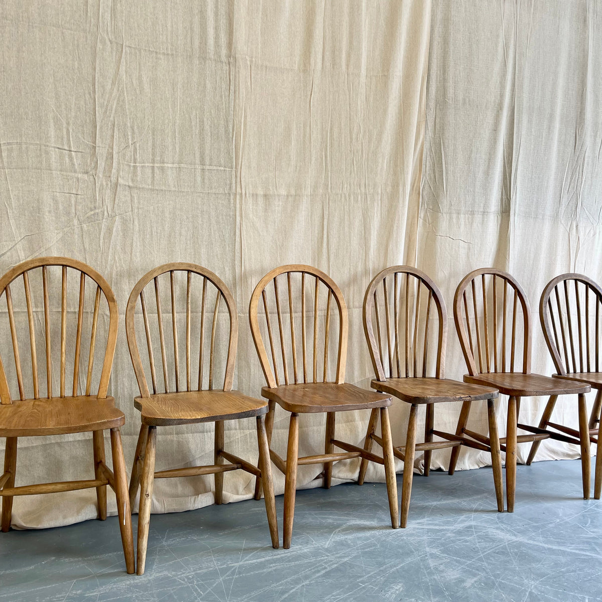 Set of Six Antique Farmhouse Chairs - #2336