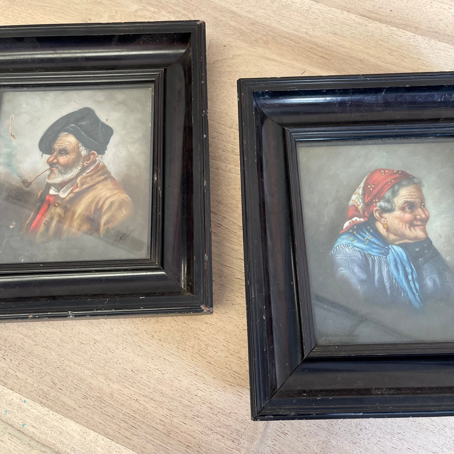 Pair Of Framed Antique Oil Paintings - #2250