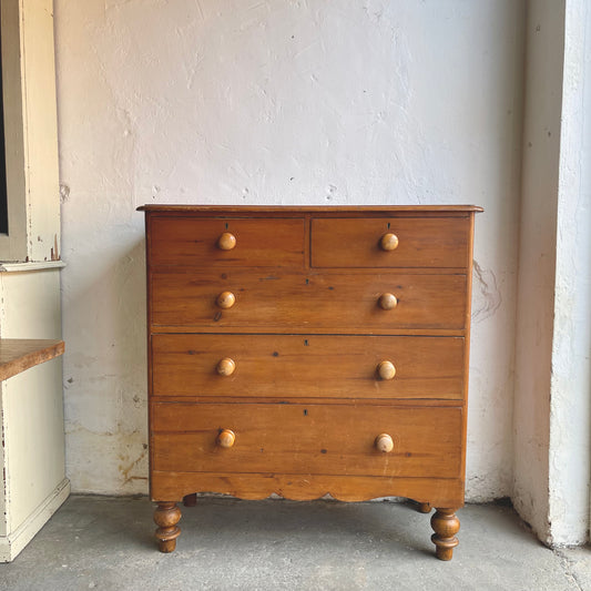 Antique Pine Chest Of Drawers - #2086