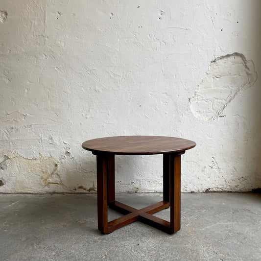 Mid Century Oak Round Table - #1797