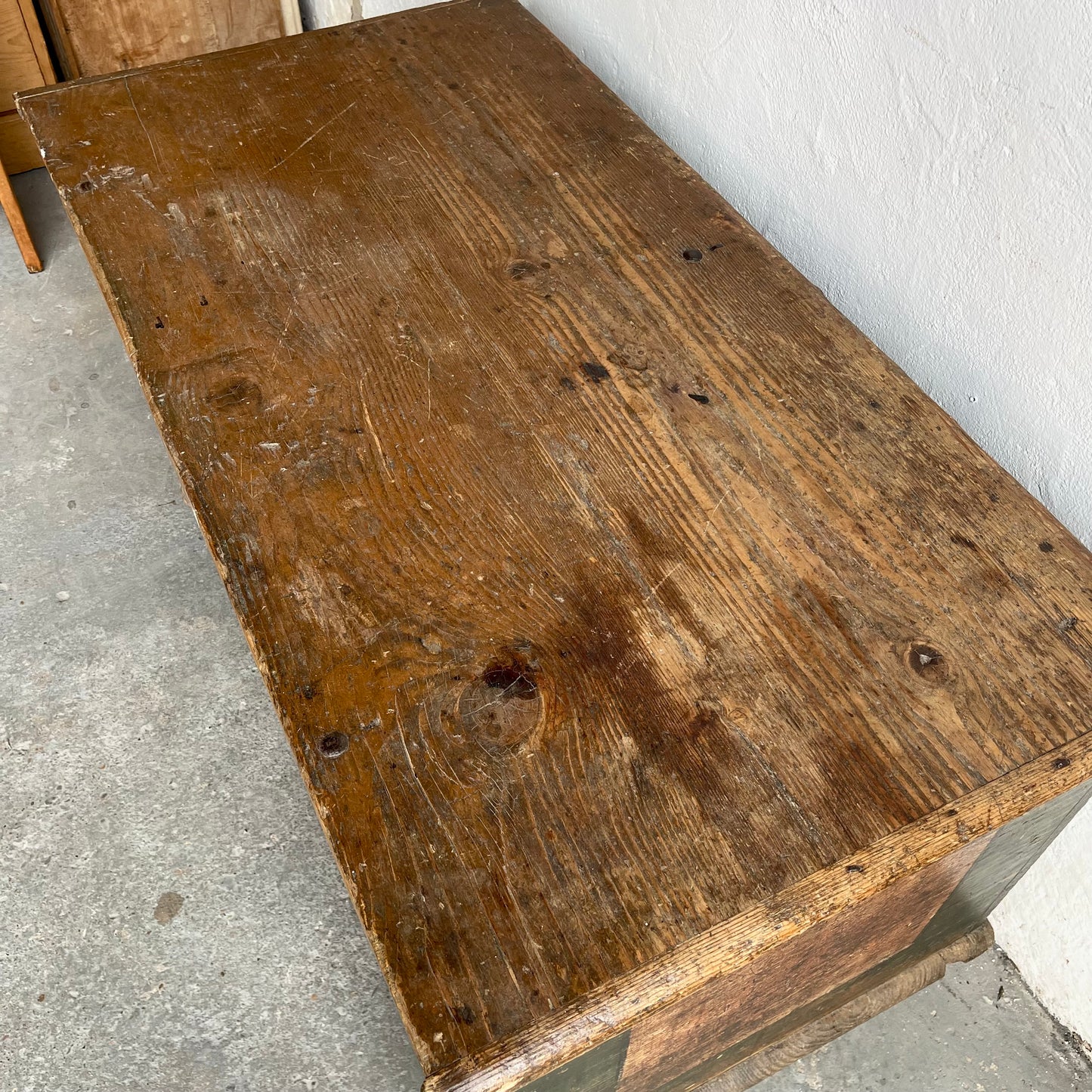 Antique Pine Painted Blanket Box - #1788