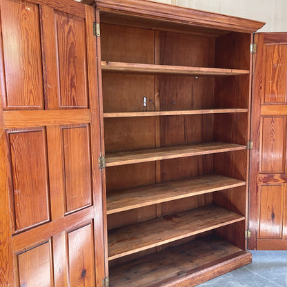 Antique Pitch Pine English School Cupboard - #2402