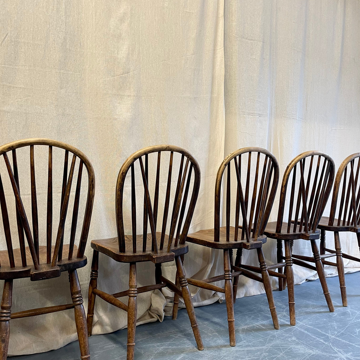 Set of Six Antique Farmhouse Chairs - #2255