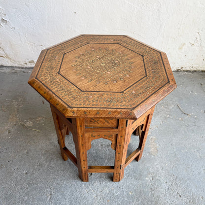 Anglo Indian Brass Inlay Table - #1543