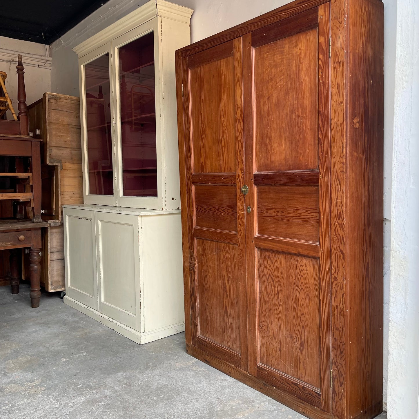 Antique Pitch Pine School Cupboard - #1982
