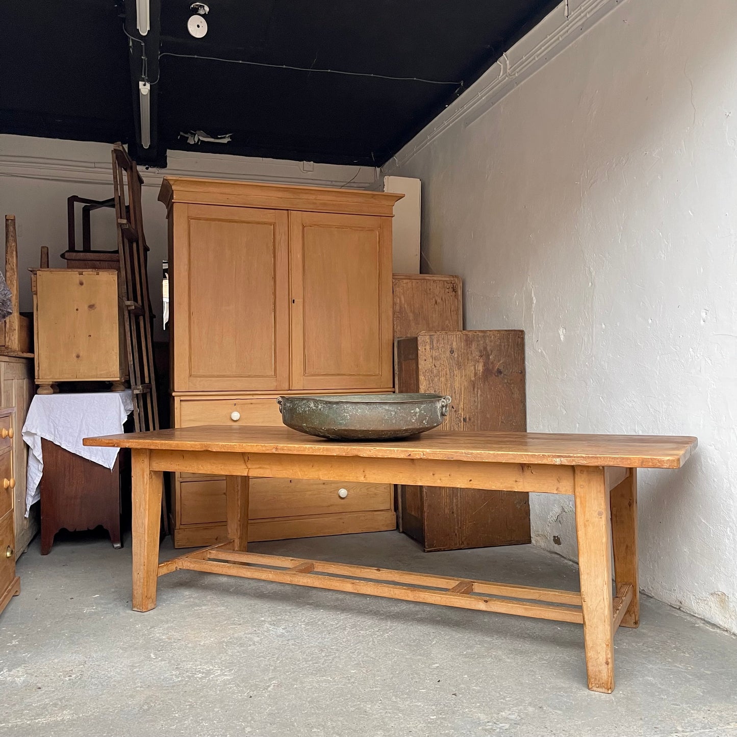 Antique 8ft Irish Pine Dairy Table - #1871