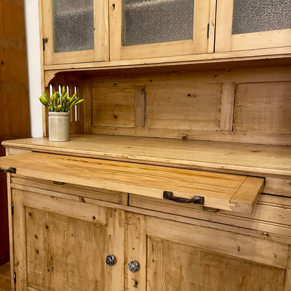 Antique Pine Glazed Cupboard - #1867