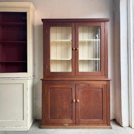 Vintage Pitch Pine Glazed Cupboard - #2051