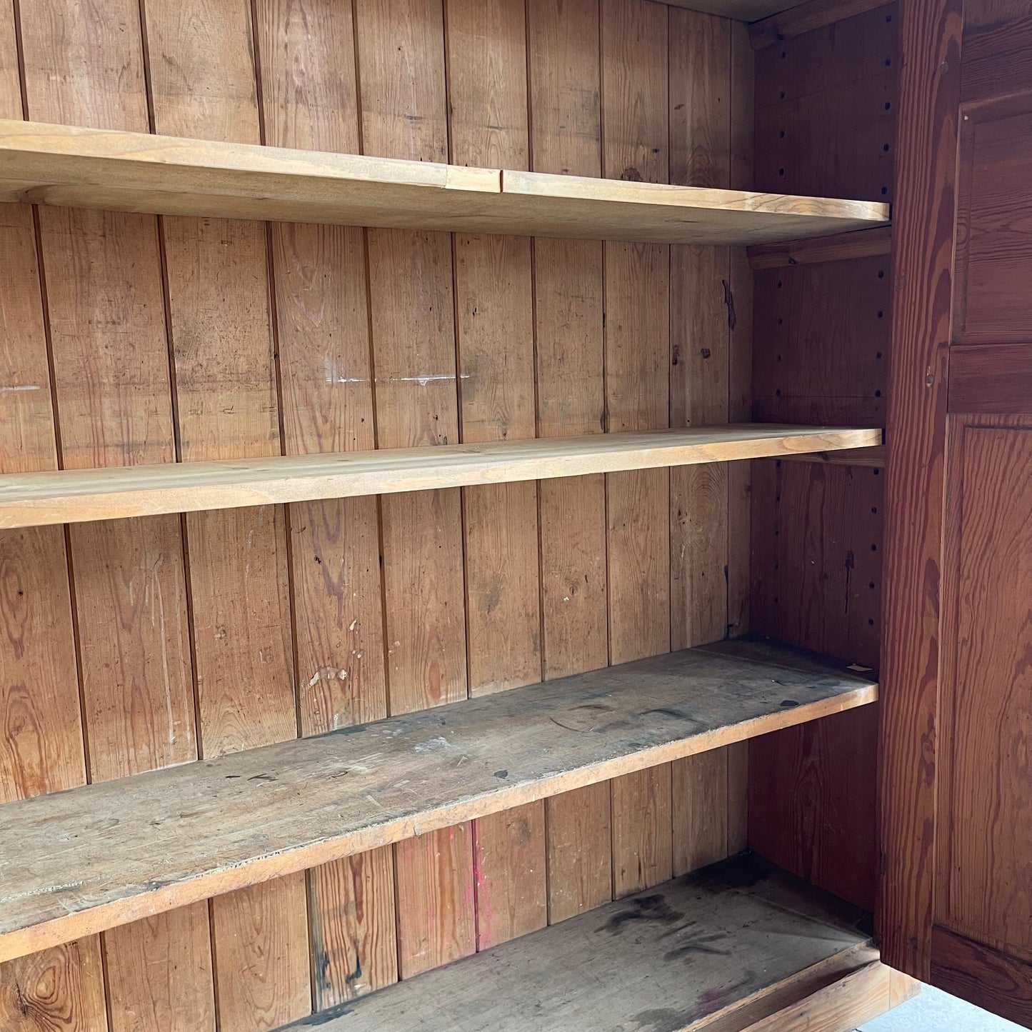 Antique Pitch Pine School Cupboard - #1982